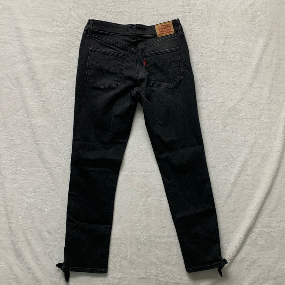 Levi’s Classic Mid Rise Black Wash Skinny Jeans Tie Ankles Womens Size 6